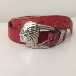 Vintage Red Belt with Silver Buckle